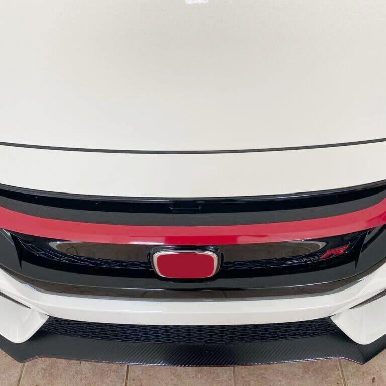 FOR 2016-2021 HONDA CIVIC JDM GLOSSY RED ABS FRONT GRILL TRIM COVER GARNISH- 3PC