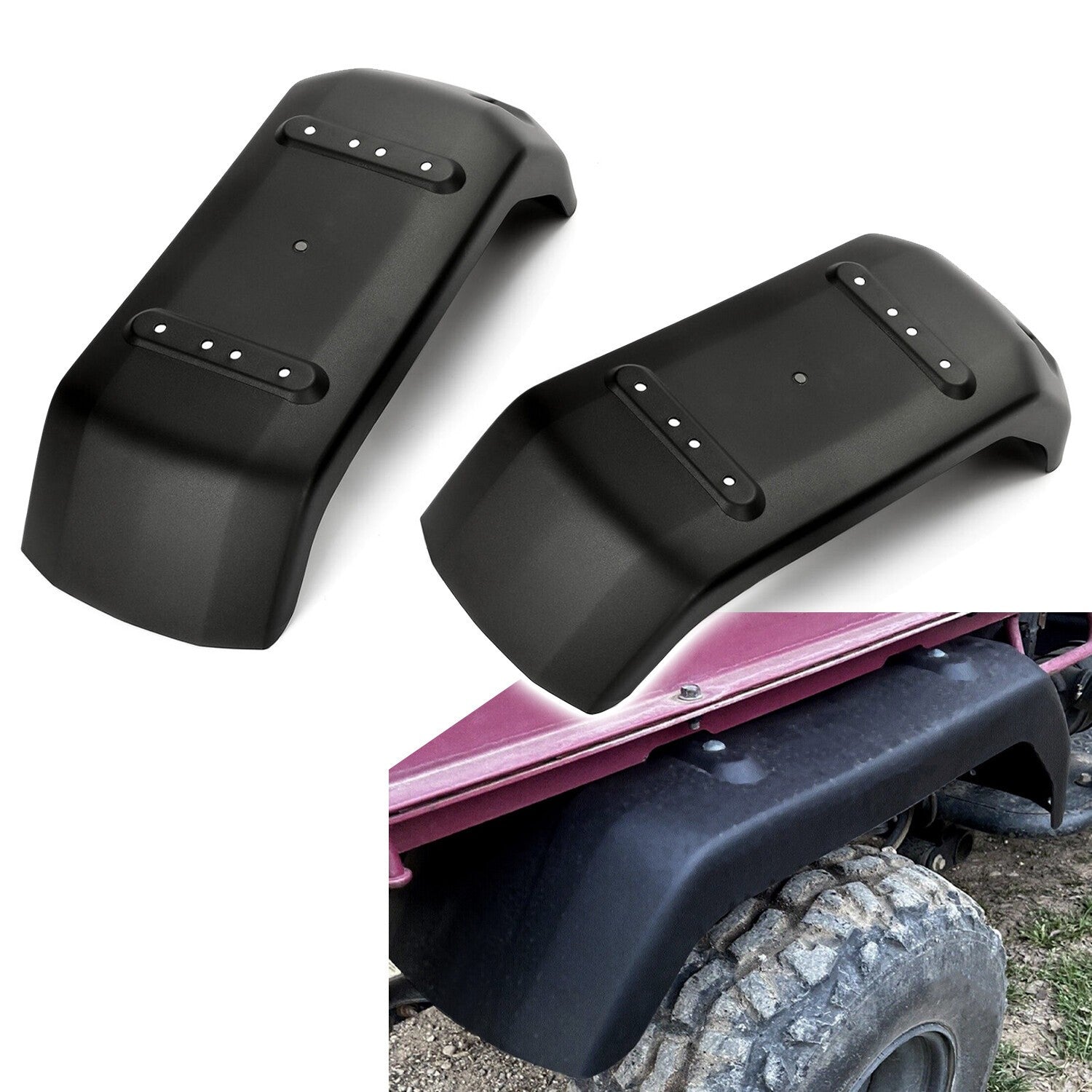 For 2001-2008 01-08 Kawasaki Mule 3000 3010 3020 Rear Fender Pair Black PP