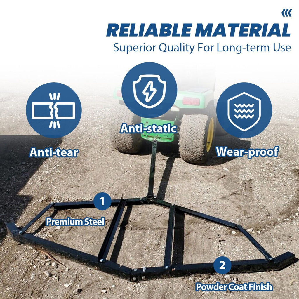 72" Adjustable Tow-Behind ForATV UTV Lawn Tractor Landscape Driveway Harrow Drag