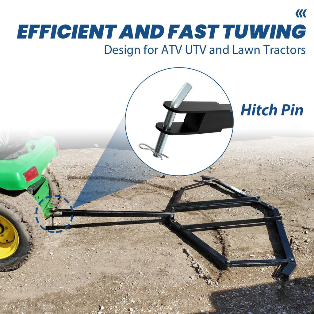 72" Adjustable Tow-Behind ForATV UTV Lawn Tractor Landscape Driveway Harrow Drag