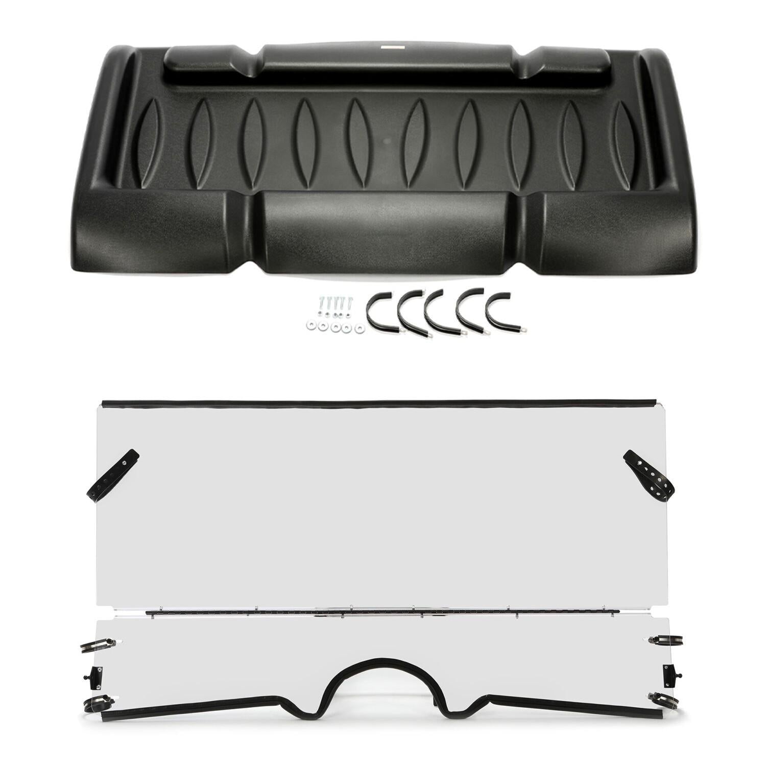 Top Roof & 1/4" Front Folding Windshield For 2004-2013 Yamaha Rhino 450 660 700