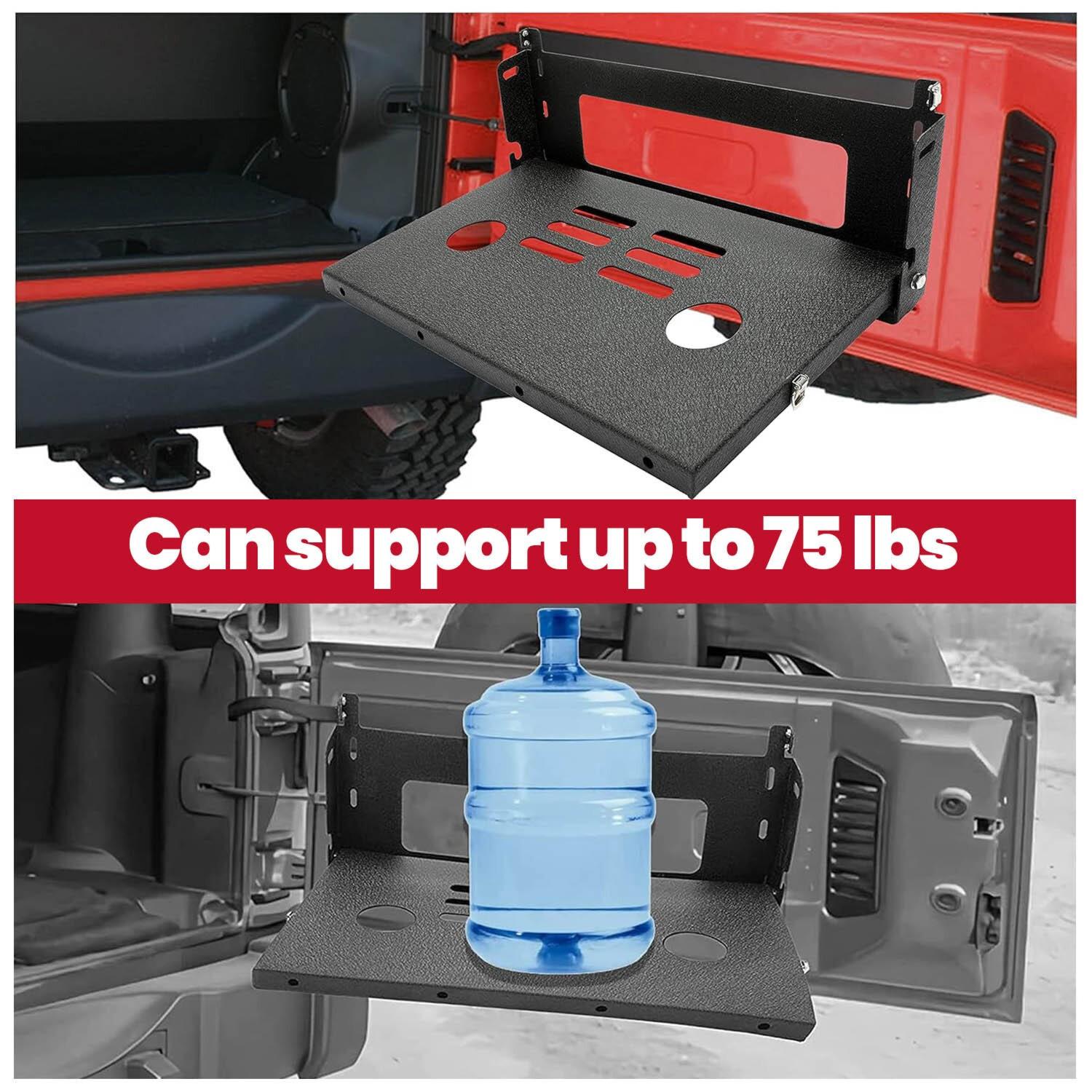 Rear Door Tailgate Table Cargo Shelf Rack Holder For Jeep Wrangler JK JKU 07-19