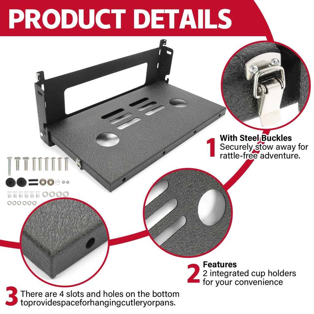 Rear Door Tailgate Table Cargo Shelf Rack Holder For Jeep Wrangler JK JKU 07-19