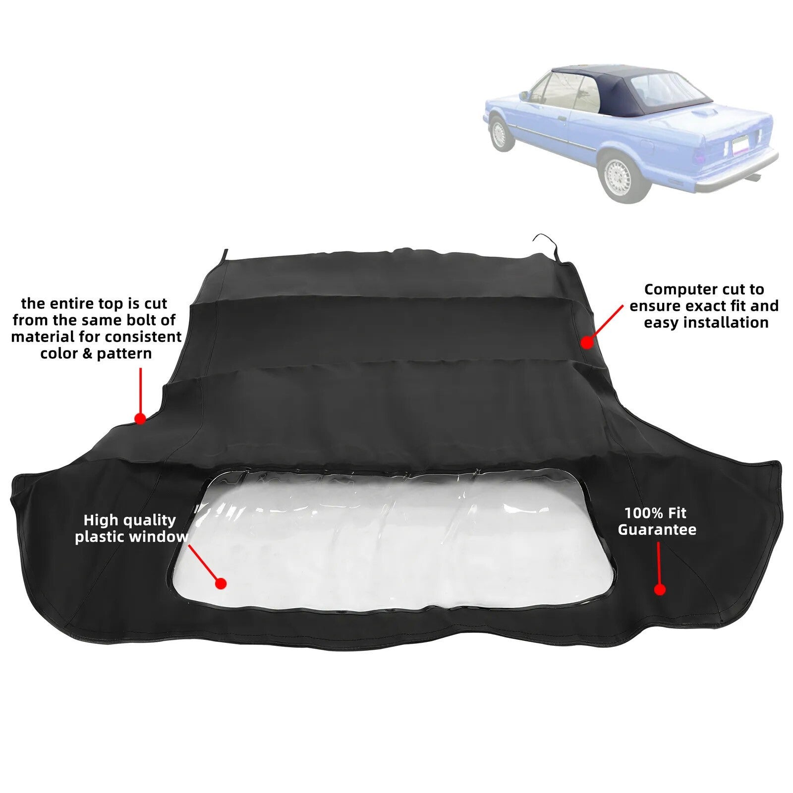 Convertible Soft Top & Plastic Window For BMW 3-Series E30 E36 1986 1987-1993