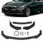 For Infiniti Q50 Premium Base Sedan 14-17 Glossy Black Front Bumper Lip Spoiler