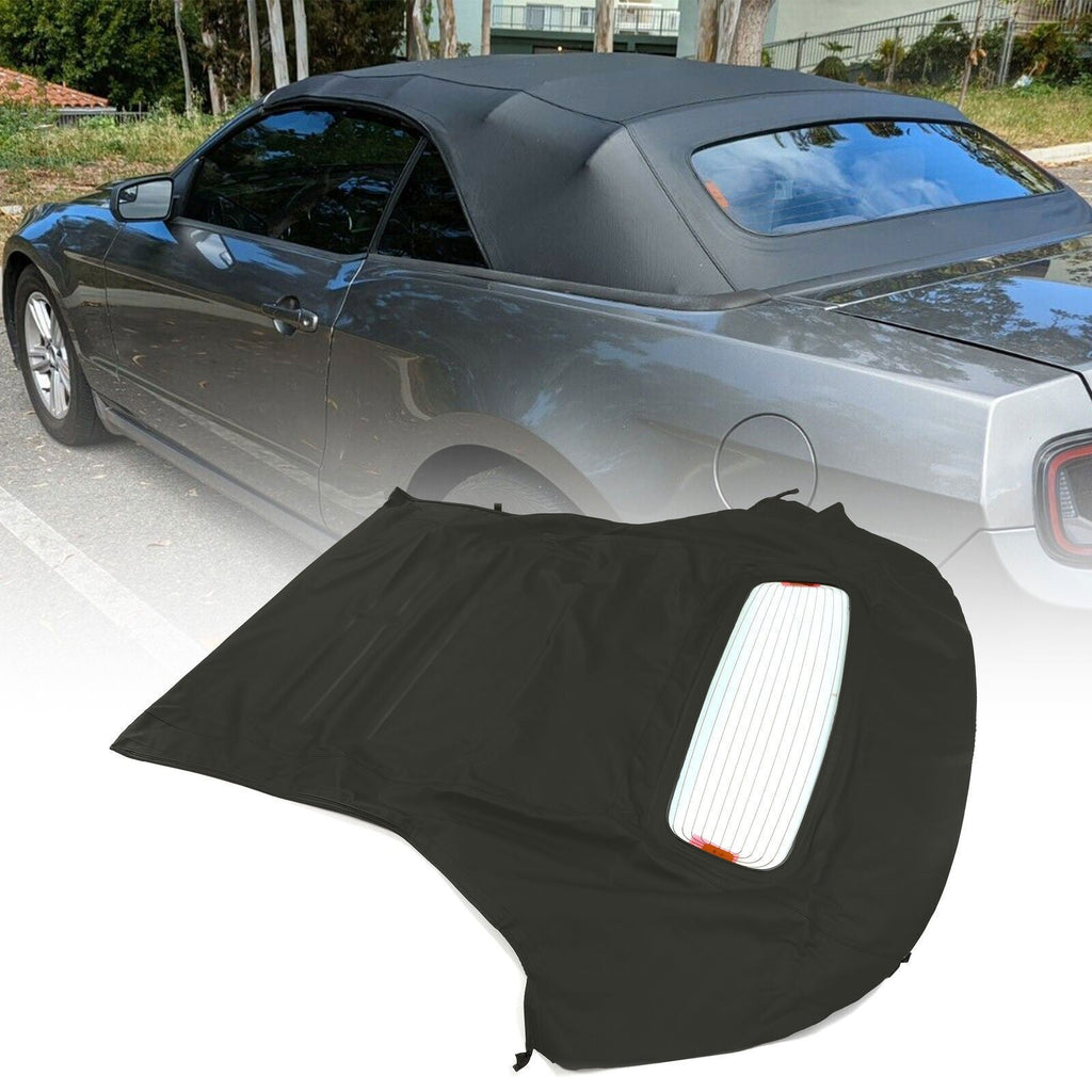 For Ford Mustang 2005-14 Convertible Soft Top w/ Glass Window - Black Sailcloth