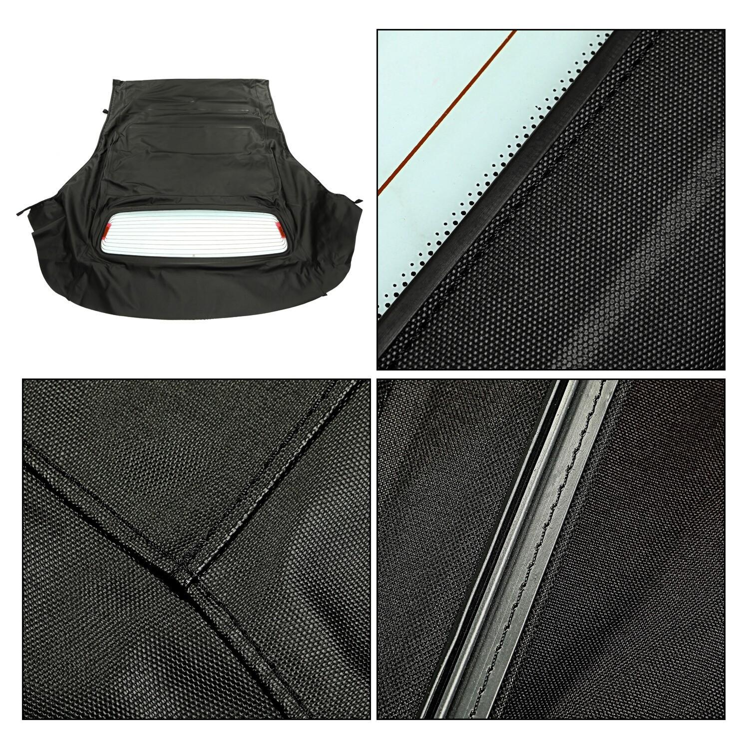 For Ford Mustang 2005-14 Convertible Soft Top w/ Glass Window - Black Sailcloth