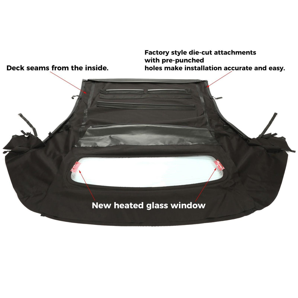 For Ford Mustang 2005-14 Convertible Soft Top w/ Glass Window - Black Sailcloth