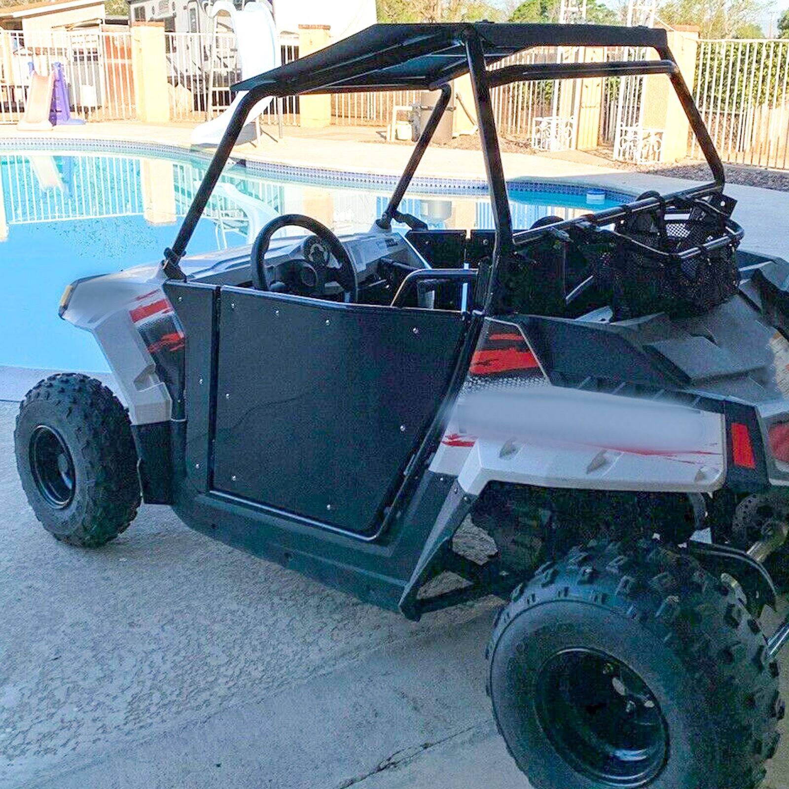 For 2009-2022 Polaris RZR 170 Aluminum Opening Doors + Heavy Duty Roof Black