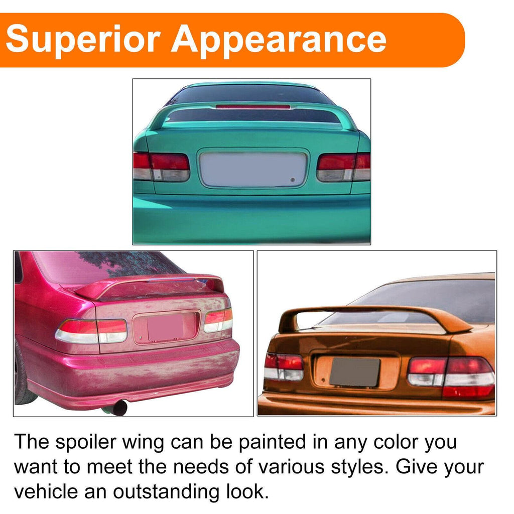 FOR HONDA CIVIC 4DR 2DR EM EJ Si 96-2000 TRUNK SPOILER WING W/ LED BRAKE LIGHT