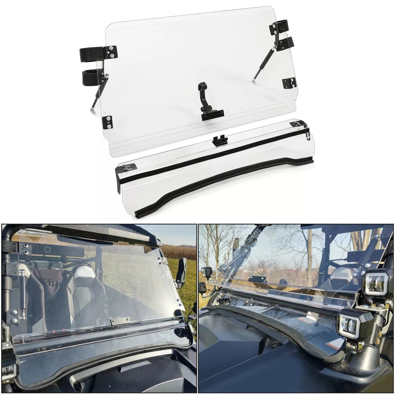 Front 2-IN-1 Windshield Clear For Polaris RZR 800, 900 XP 2008-2014 Flip