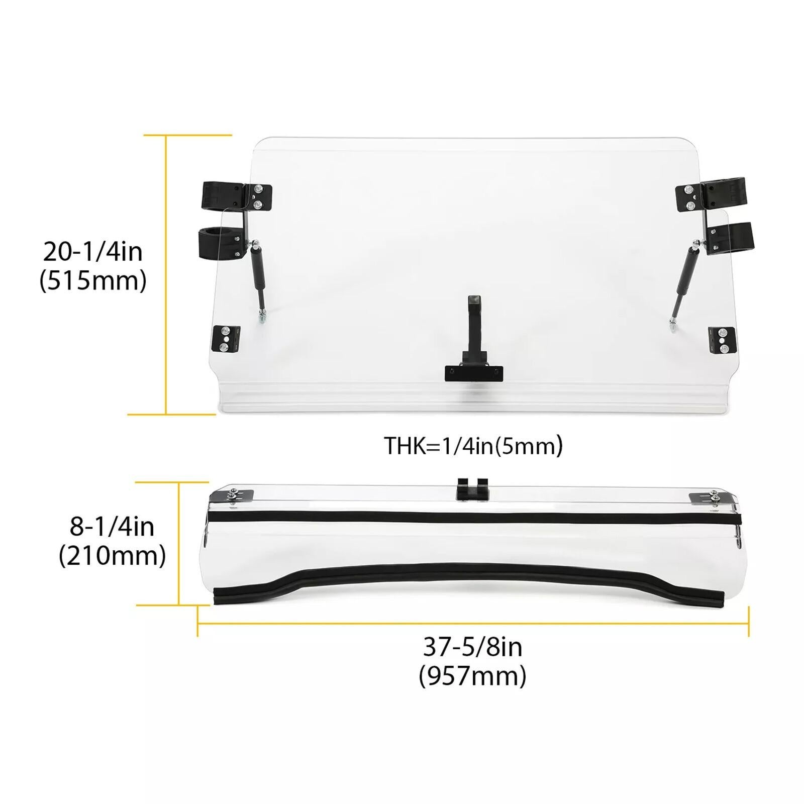 Front 2-IN-1 Windshield Clear For Polaris RZR 800, 900 XP 2008-2014 Flip