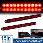 2PCS 15" Red Truck Trailer Light Bar 11 LED Stop Turn Tail Brake Lights Strip