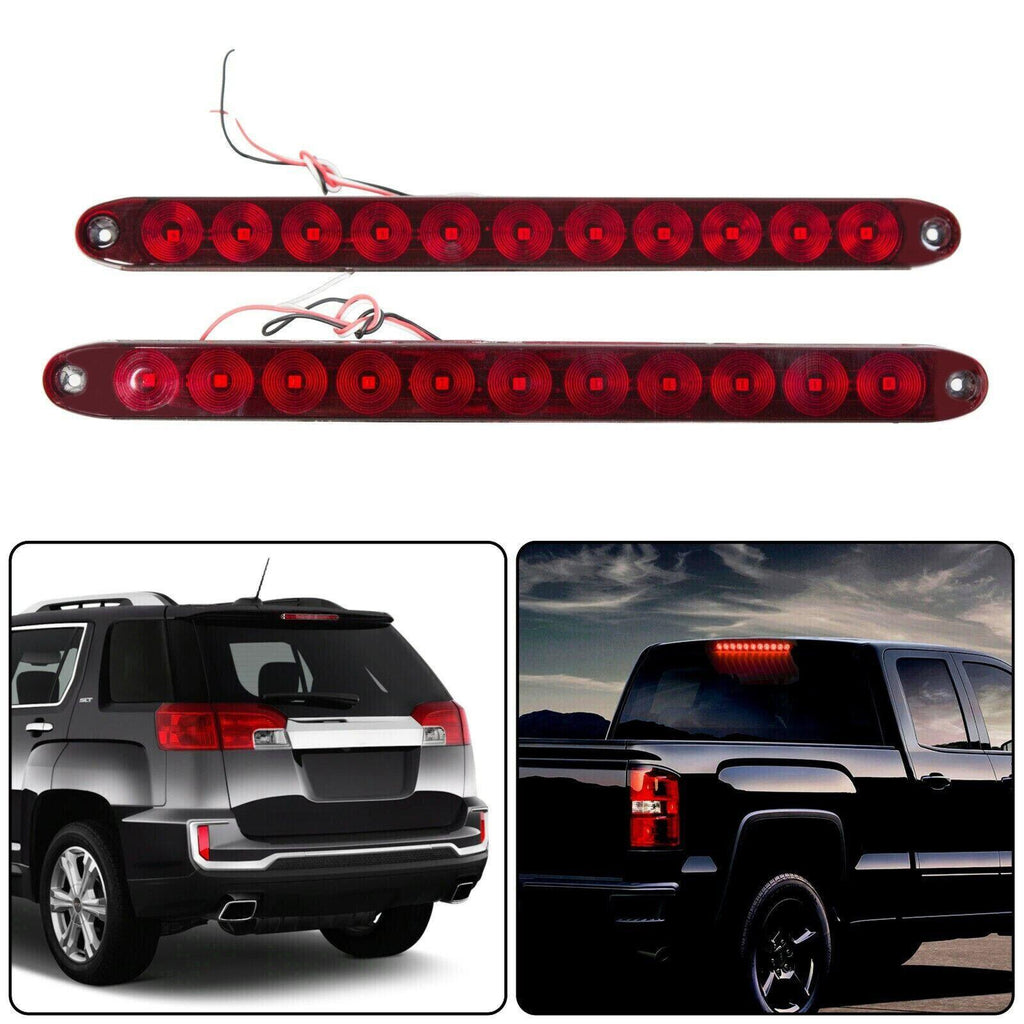 2PCS 15" Red Truck Trailer Light Bar 11 LED Stop Turn Tail Brake Lights Strip