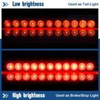 2PCS 15" Red Truck Trailer Light Bar 11 LED Stop Turn Tail Brake Lights Strip