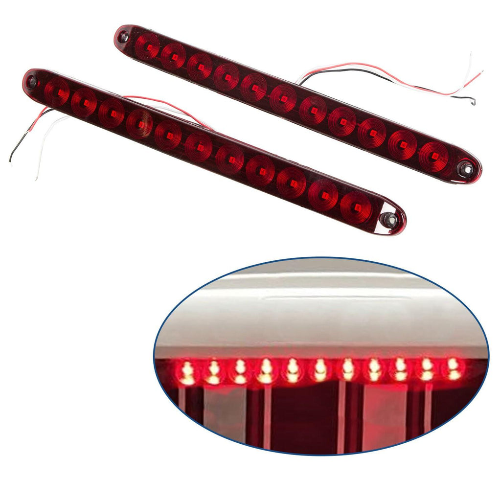 2PCS 15" Red Truck Trailer Light Bar 11 LED Stop Turn Tail Brake Lights Strip