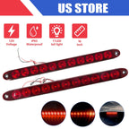 2PCS 15" Red Truck Trailer Light Bar 11 LED Stop Turn Tail Brake Lights Strip