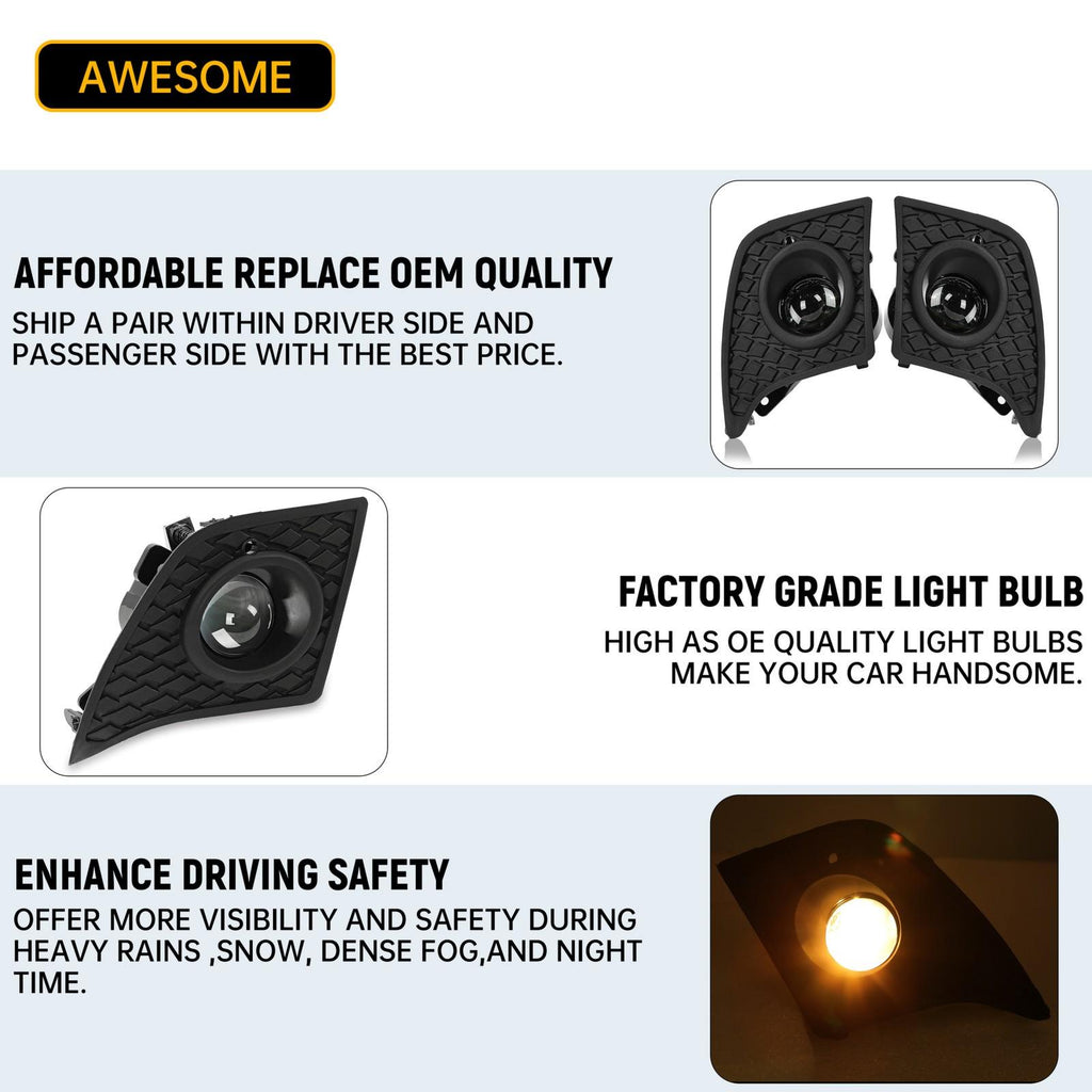 For 2014-2016 Lexus IS250 IS350 F-Sport Projector Fog Lights Kit Switch+Harness