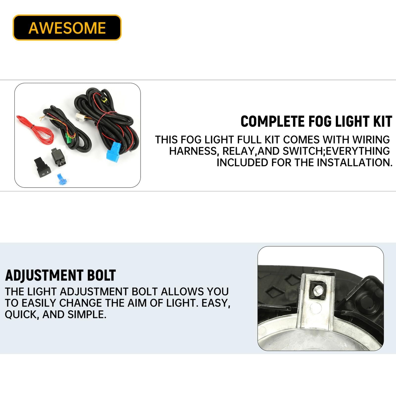 For 2014-2016 Lexus IS250 IS350 F-Sport Projector Fog Lights Kit Switch+Harness