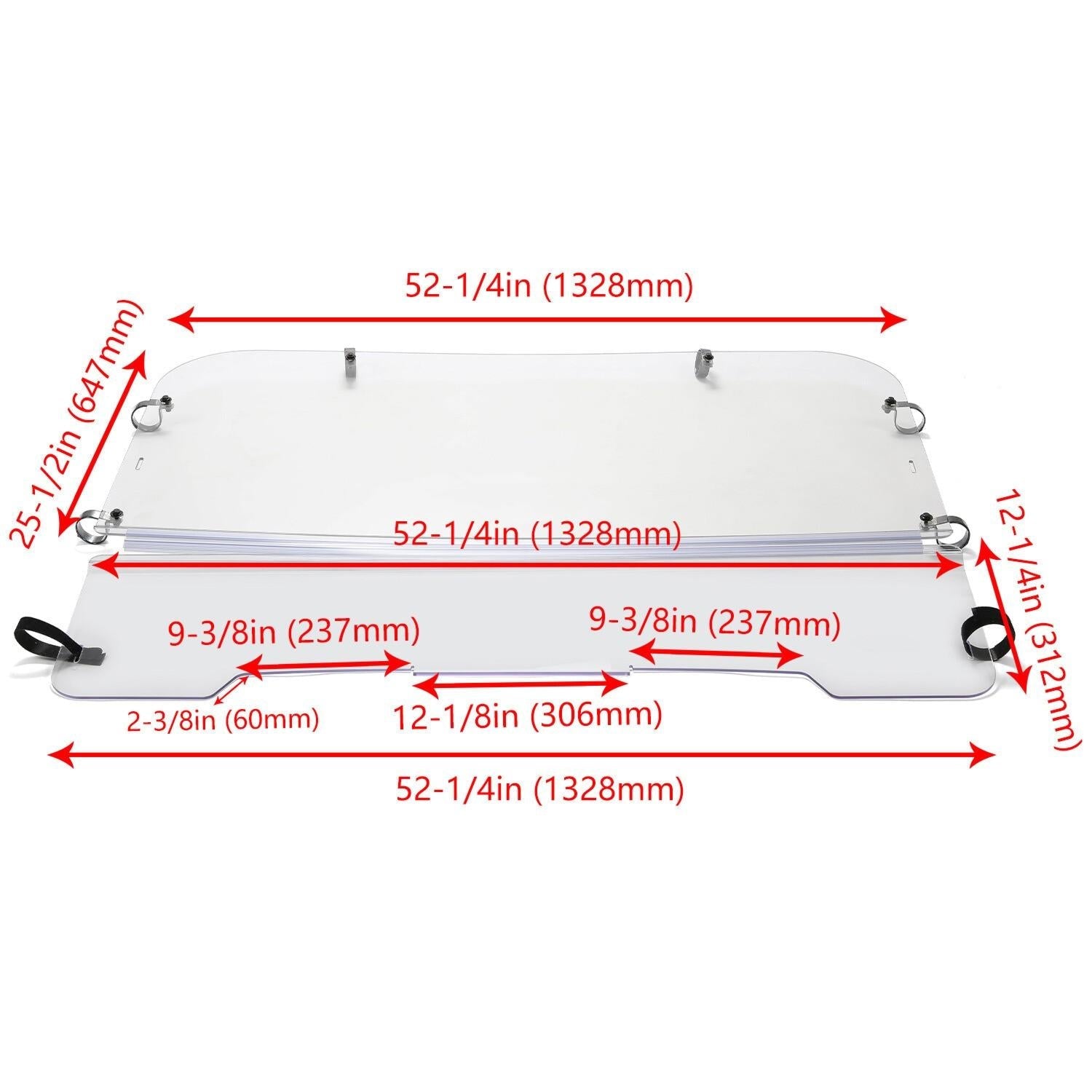 For 2001-2008 Kawasaki Mule 3000/3010 Models Folding Windshield Clear W/Hardware