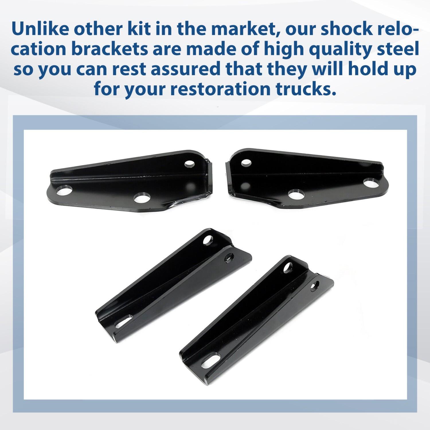 Rear Shock Relocation Brackets Kit For 1963-1972 Chevy C10 C20 GMC C15 Pickup