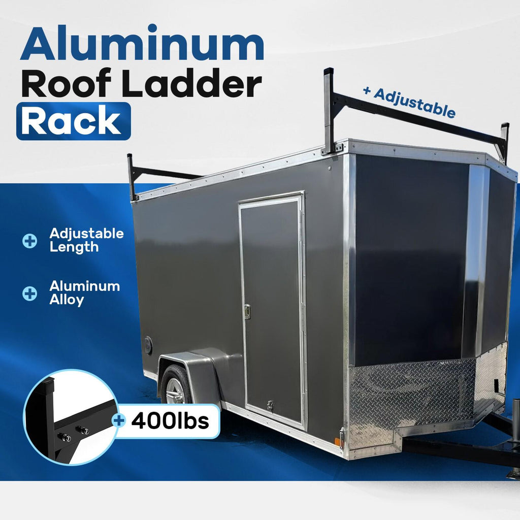 72"-108" Adjustable Ladder Roof Rack For Enclosed Trailers Cargo Vans Trucks