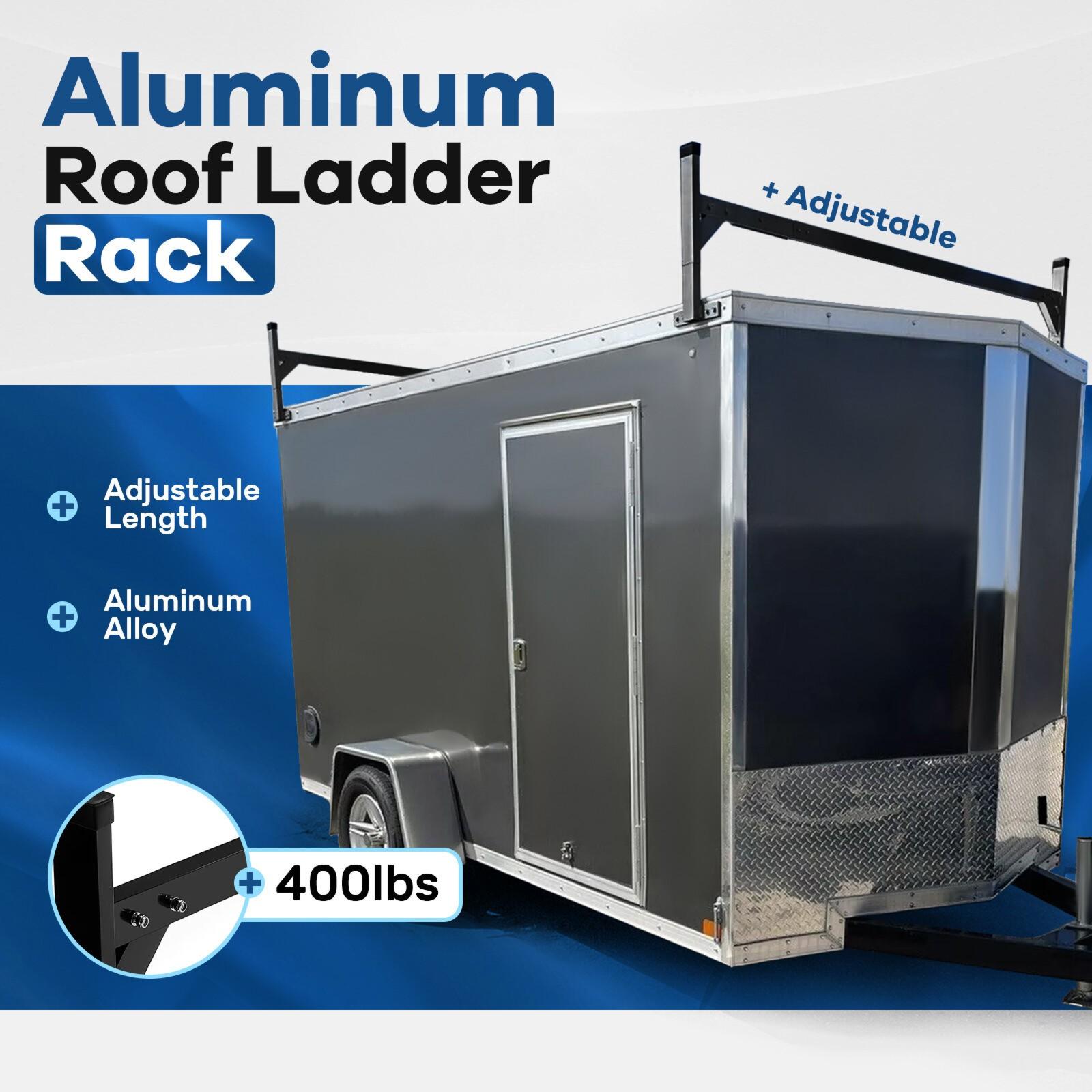 72"-108" Adjustable Ladder Roof Rack For Enclosed Trailers Cargo Vans Trucks