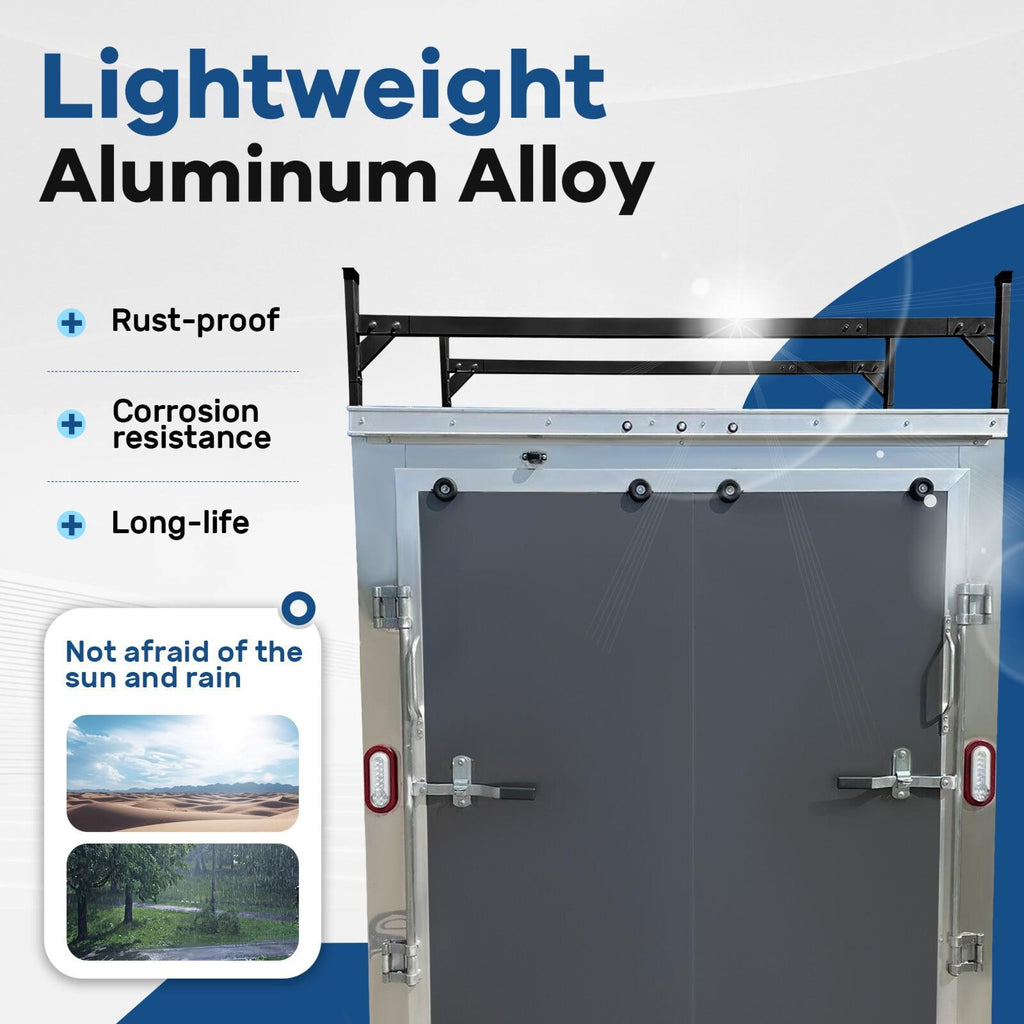 72"-108" Adjustable Ladder Roof Rack For Enclosed Trailers Cargo Vans Trucks