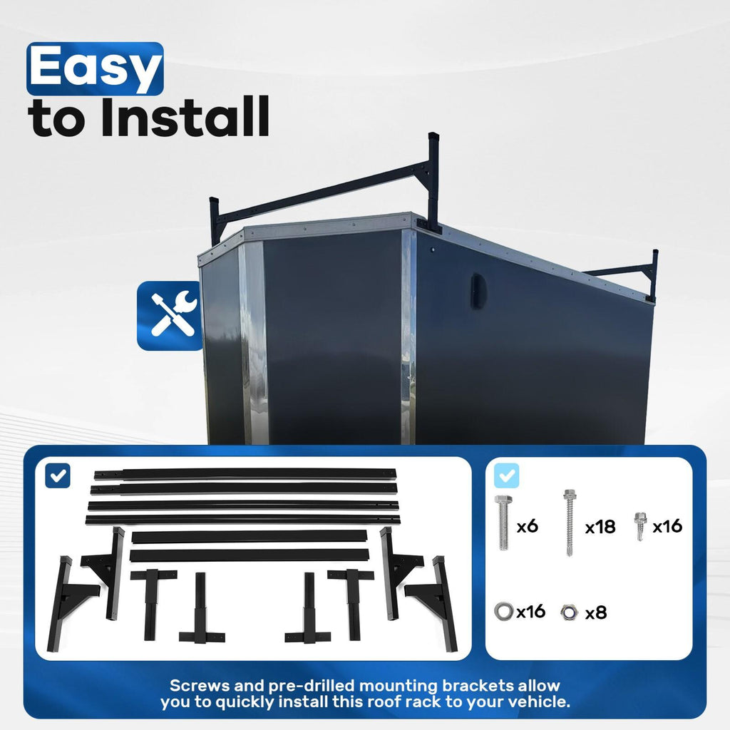 72"-108" Adjustable Ladder Roof Rack For Enclosed Trailers Cargo Vans Trucks
