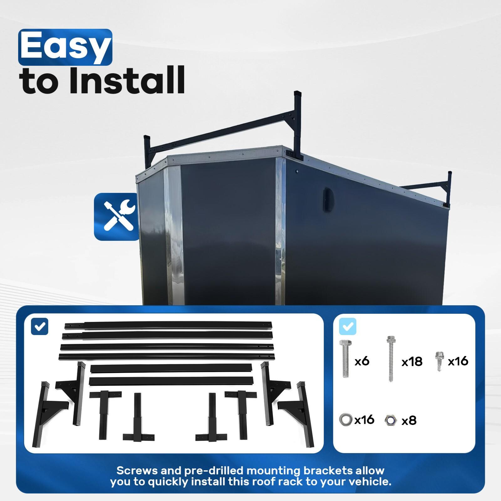 72"-108" Adjustable Ladder Roof Rack For Enclosed Trailers Cargo Vans Trucks