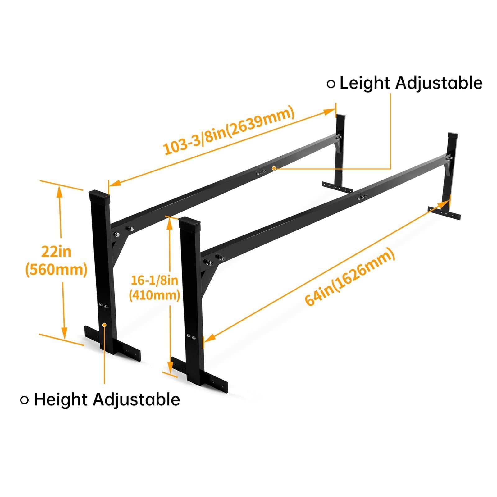 72"-108" Adjustable Ladder Roof Rack For Enclosed Trailers Cargo Vans Trucks