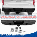 Rear Bumper Heavy Duty Steel For Ford F150 15-20 W/ TOW HITCH & Sensor Holes