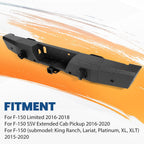 Rear Bumper Heavy Duty Steel For Ford F150 15-20 W/ TOW HITCH & Sensor Holes