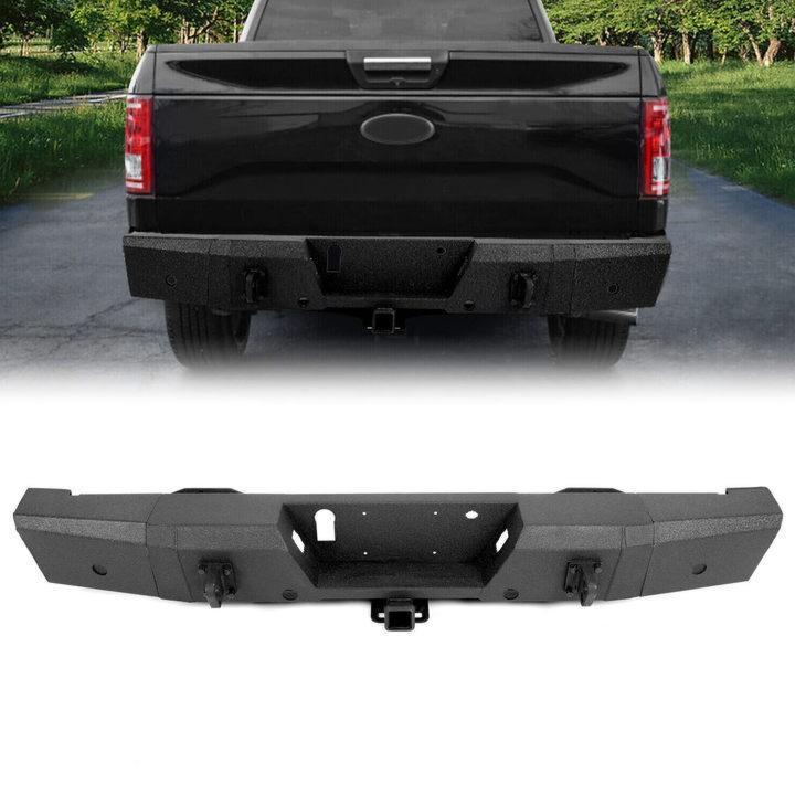 Rear Bumper Heavy Duty Steel For Ford F150 15-20 W/ TOW HITCH & Sensor Holes
