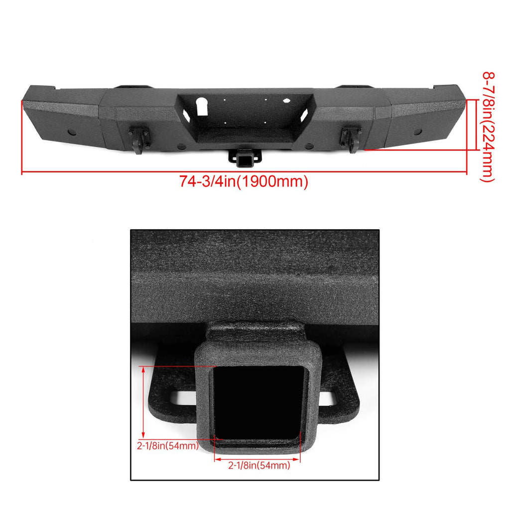 Rear Bumper Heavy Duty Steel For Ford F150 15-20 W/ TOW HITCH & Sensor Holes
