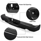 Gloss Black Rear Bumper For 09-18 Dodge Ram 1500 w/Dual Exhaust w/o Sensor Holes