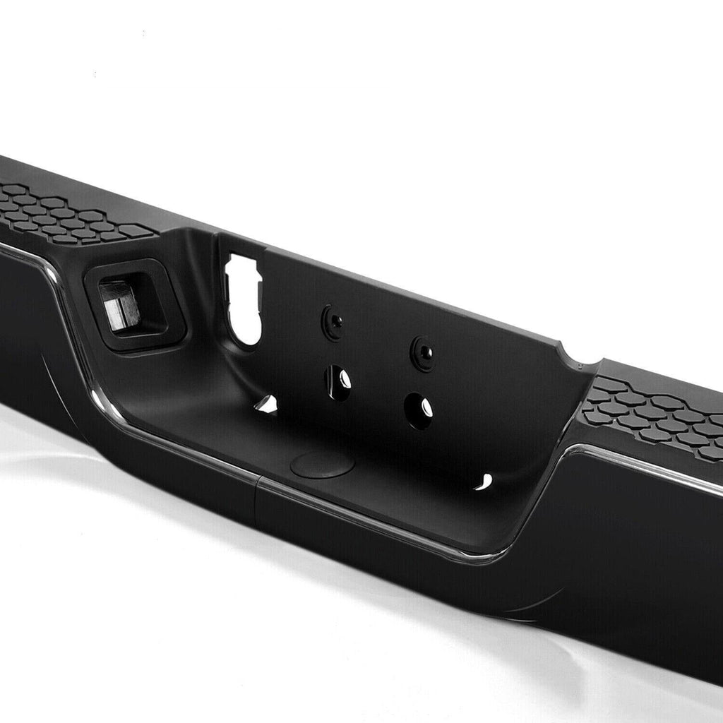 Gloss Black Rear Bumper For 09-18 Dodge Ram 1500 w/Dual Exhaust w/o Sensor Holes