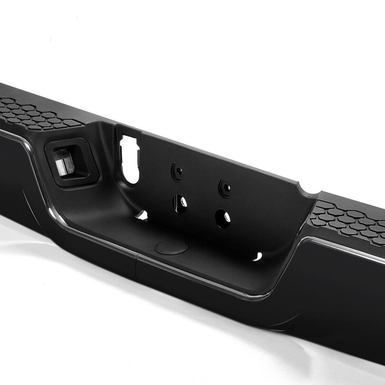 Gloss Black Rear Bumper For 09-18 Dodge Ram 1500 w/Dual Exhaust w/o Sensor Holes