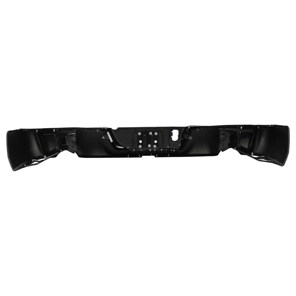 Gloss Black Rear Bumper For 09-18 Dodge Ram 1500 w/Dual Exhaust w/o Sensor Holes