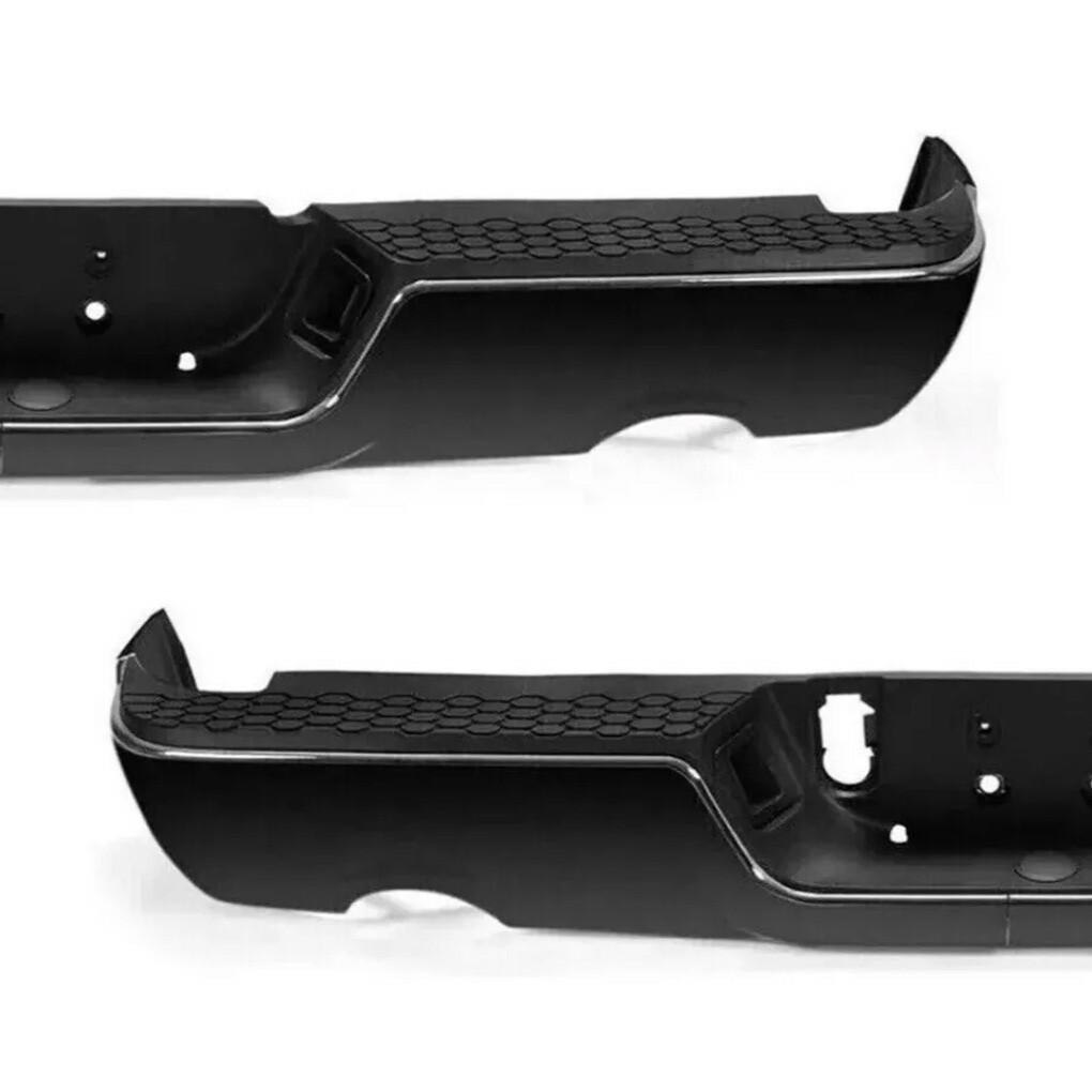 Gloss Black Rear Bumper For 09-18 Dodge Ram 1500 w/Dual Exhaust w/o Sensor Holes