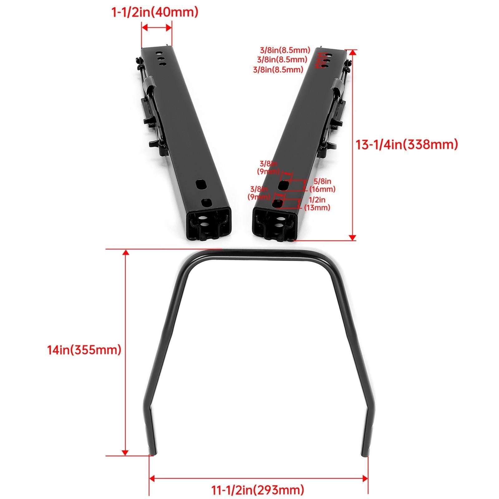 Pair Universal Racing Dual Seat Slider Base Mount Rail Bracket Track Assembly