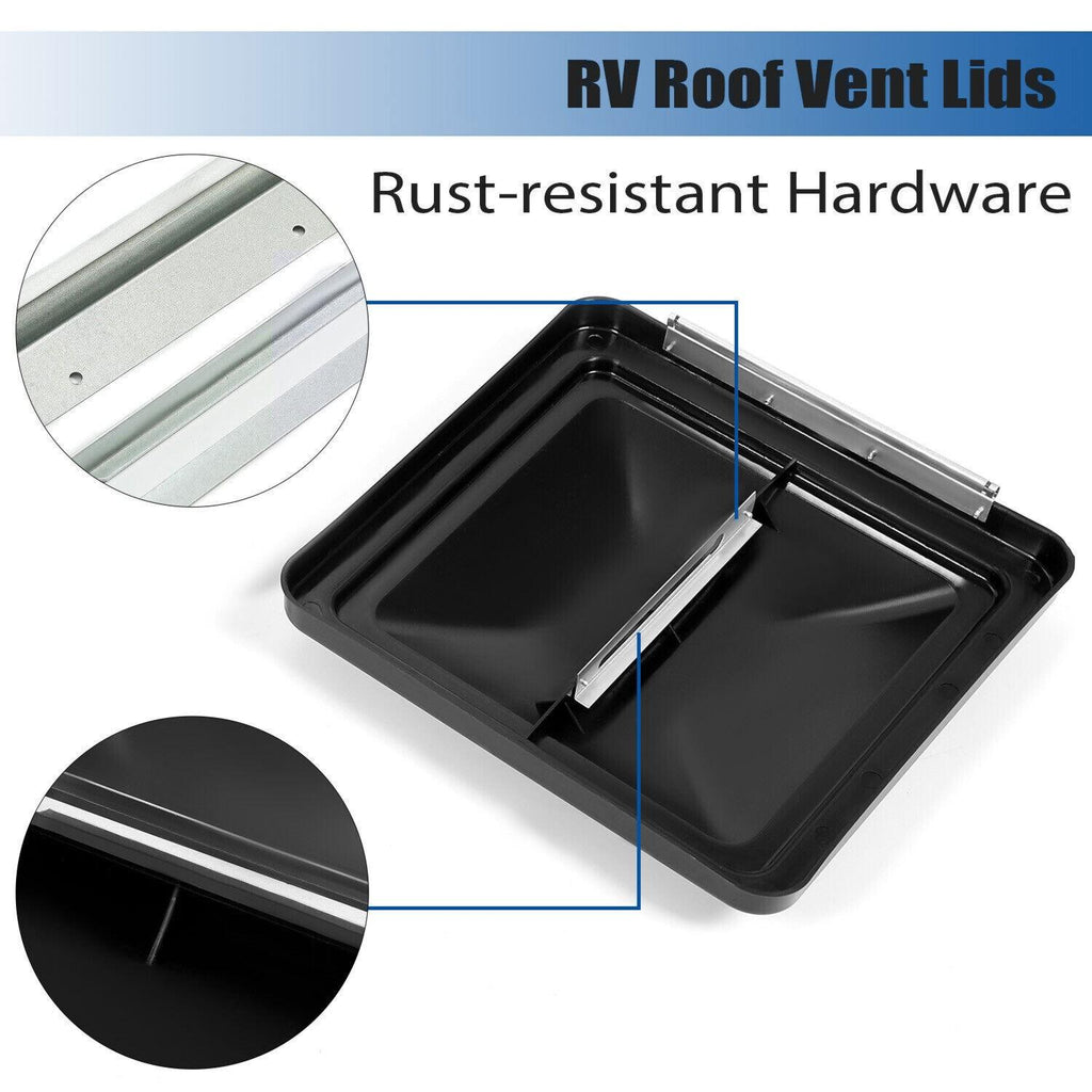 14" X 14" RV Replacement Roof Vent Cover Black Camper Trailer Vent Cover 3PCS