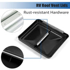 14" X 14" RV Replacement Roof Vent Cover Black Camper Trailer Vent Cover 3PCS