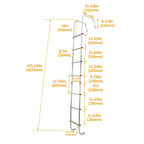 113" Universal Exterior Rear RV Ladder Silver Aluminium Assembly #139.21 LA-401