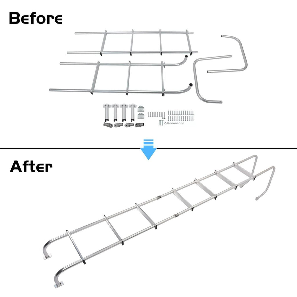 113" Universal Exterior Rear RV Ladder Silver Aluminium Assembly #139.21 LA-401