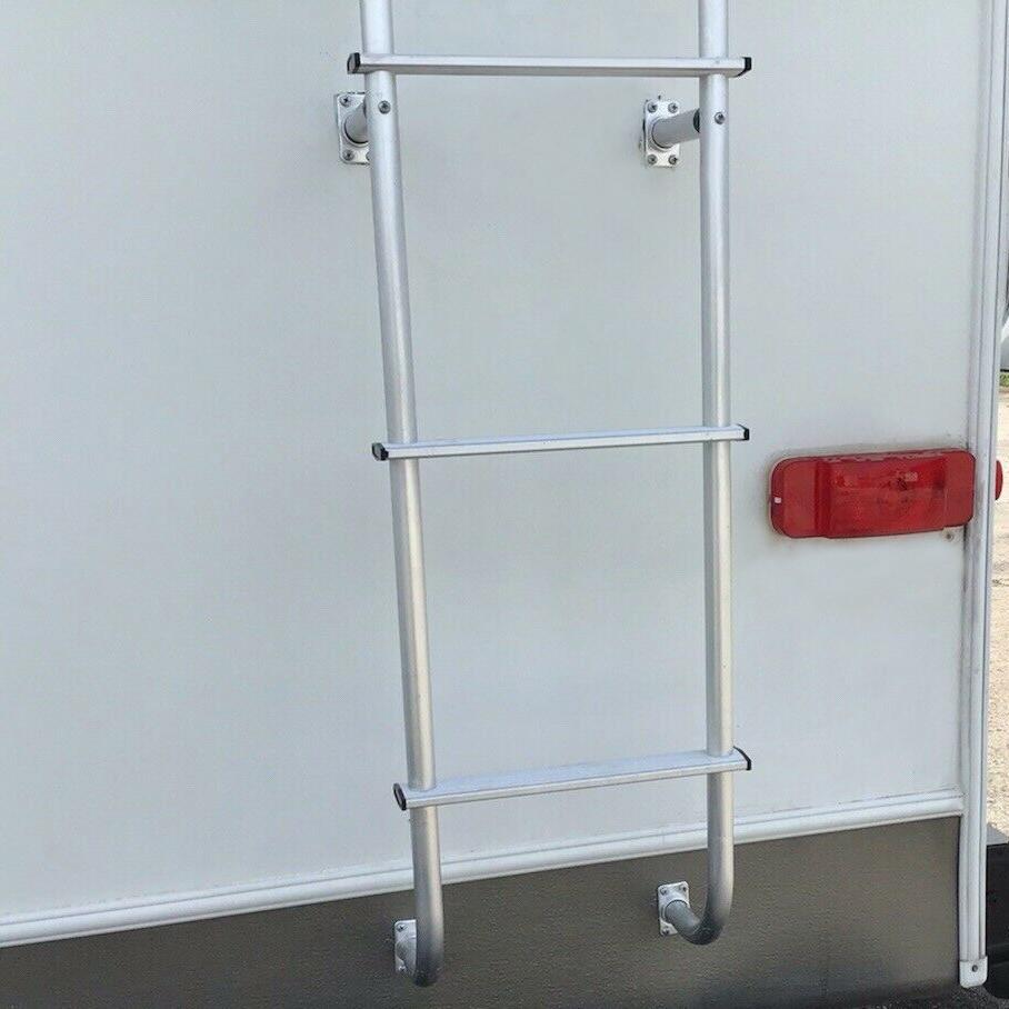 113" Universal Exterior Rear RV Ladder Silver Aluminium Assembly #139.21 LA-401