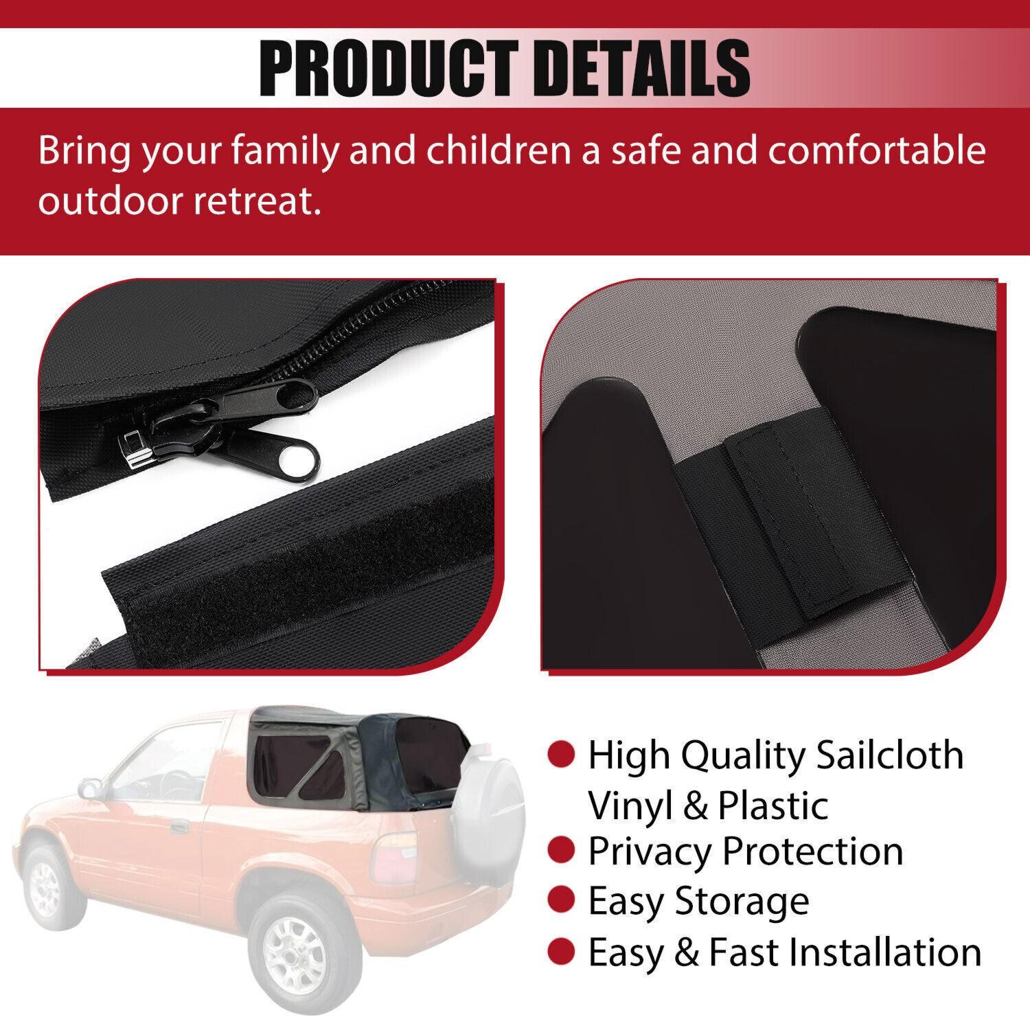 For Kia Sportage 1996-02 Replacement Convertible Soft Top & Plastic Window Black