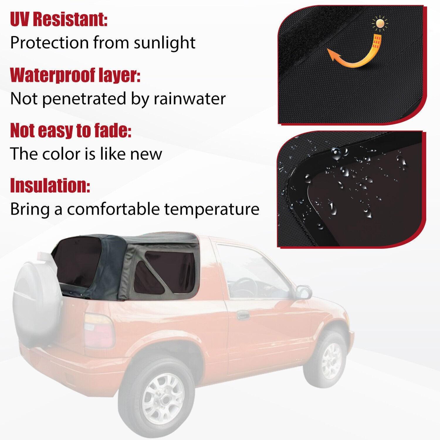 For Kia Sportage 1996-02 Replacement Convertible Soft Top & Plastic Window Black