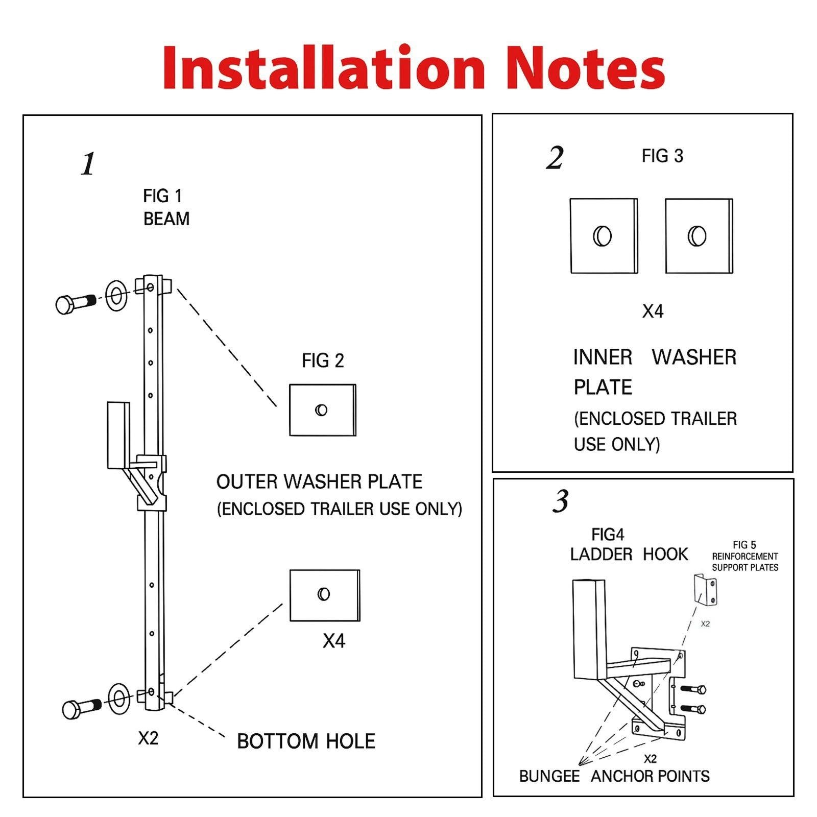 Adjustable Trailer Side Ladder Rack Exterior Wall Mount For Enclosed Trailers