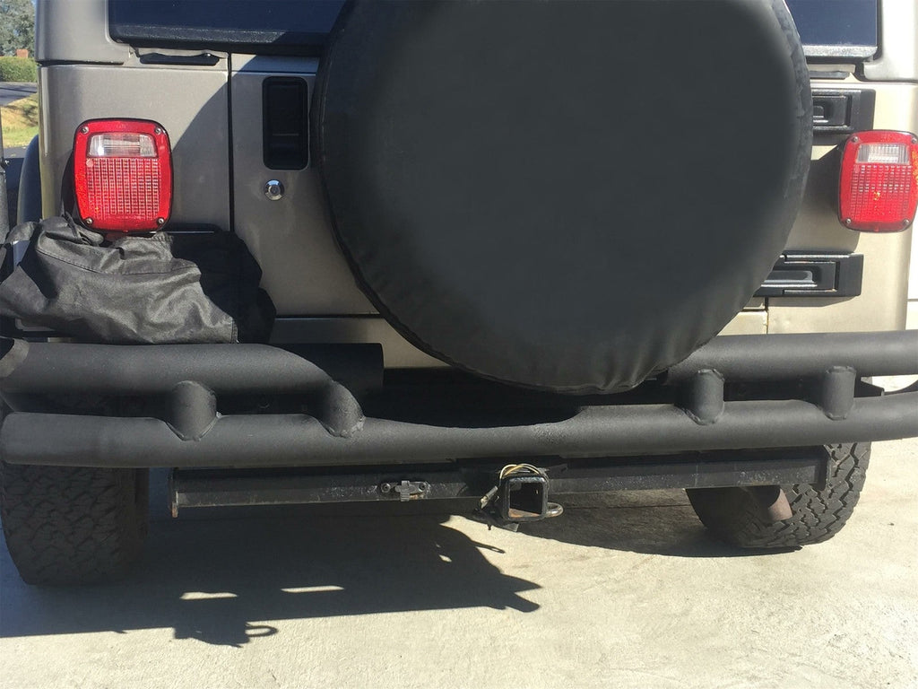 FOR JEEP WRANGLER 88-06 BLACK STAINLESS DOUBLE BAR REAR BUMPER PROTECTOR GUARD